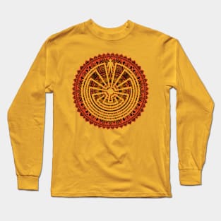 Native American Symbol - Man In The Maze - Folklore Mandala 1 Long Sleeve T-Shirt